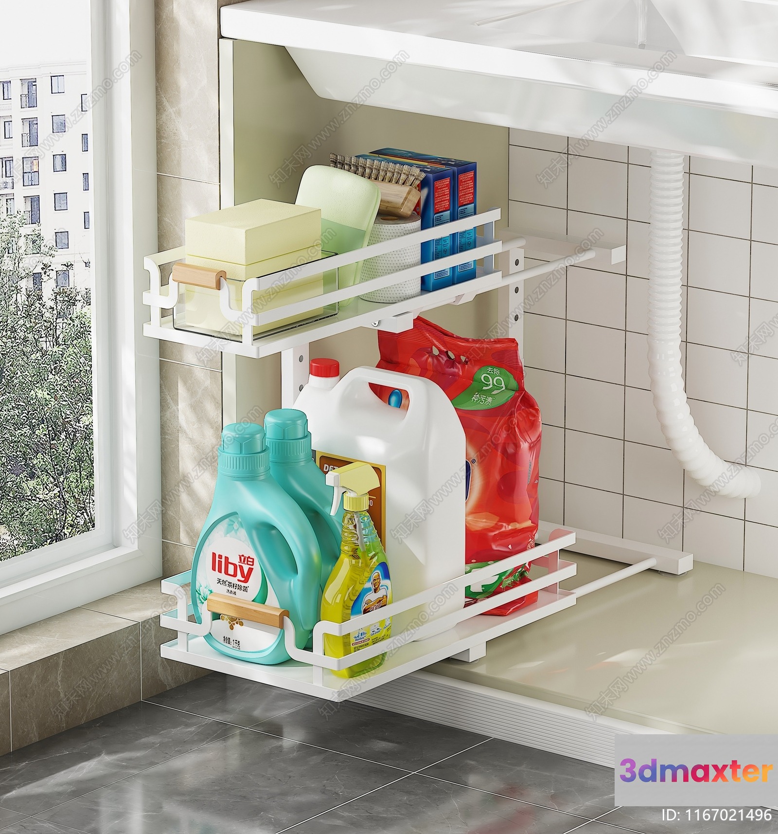Modern White Shelving 3D Model - 5165 - VRAY Render