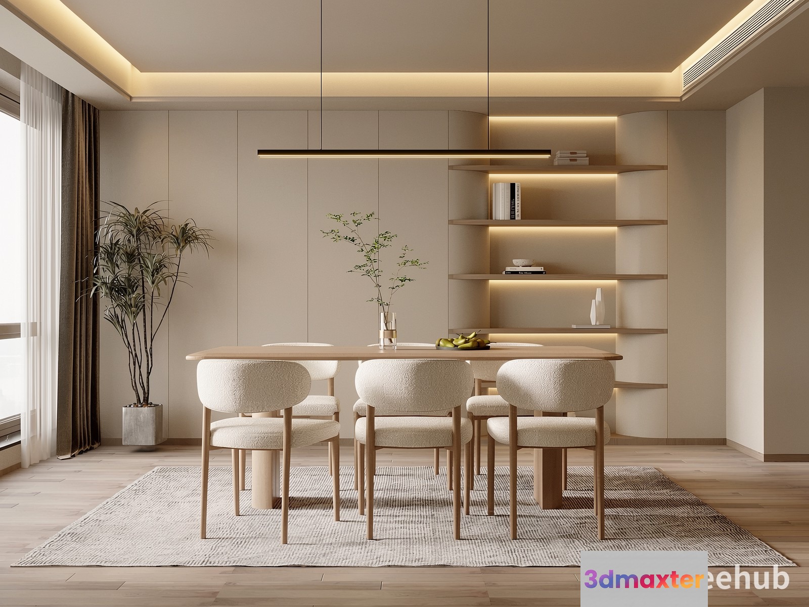 Modern Dining Room 3D Model - 23531 - VRAY Render