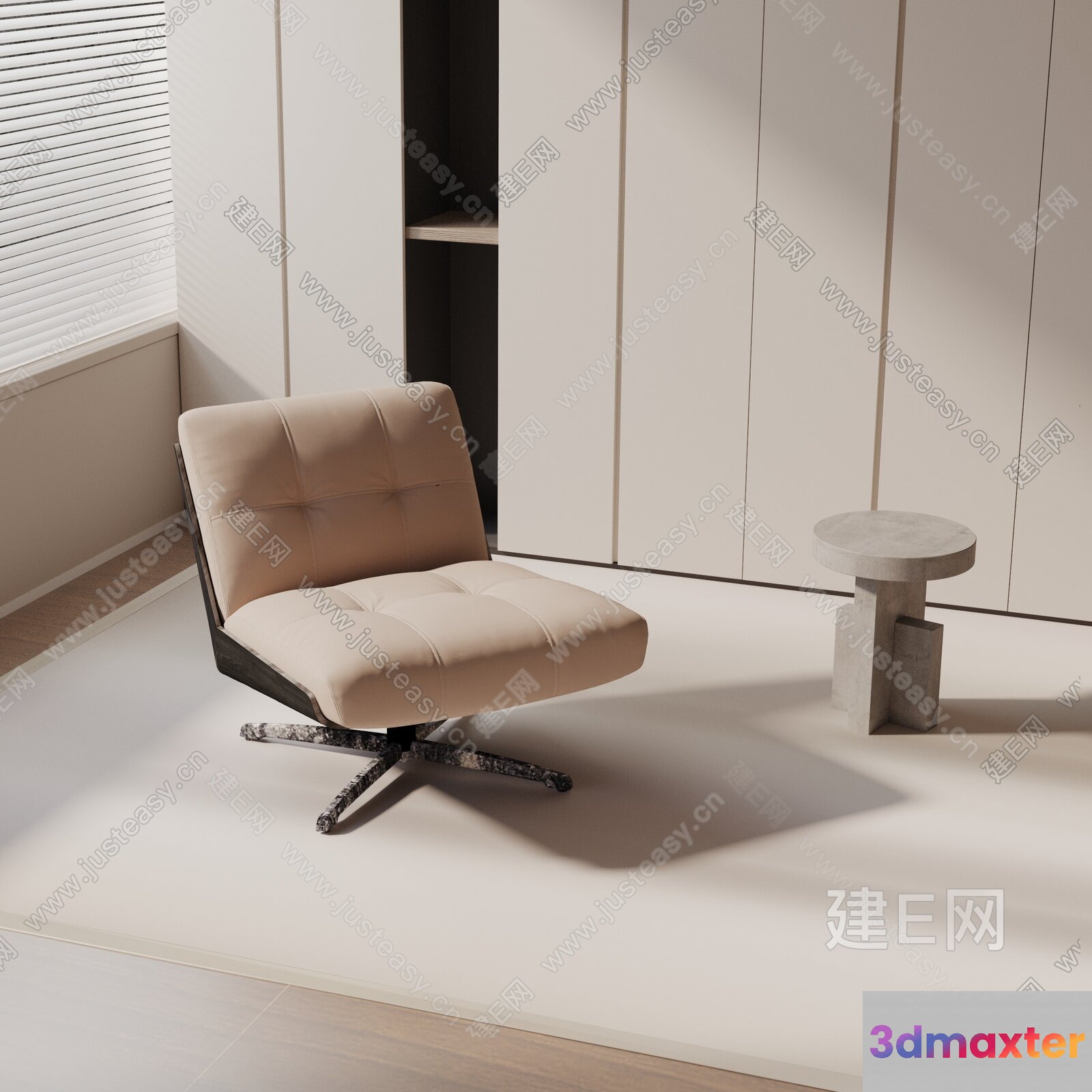 Modern Beige Chair 3D Model - 4917 - VRAY Render