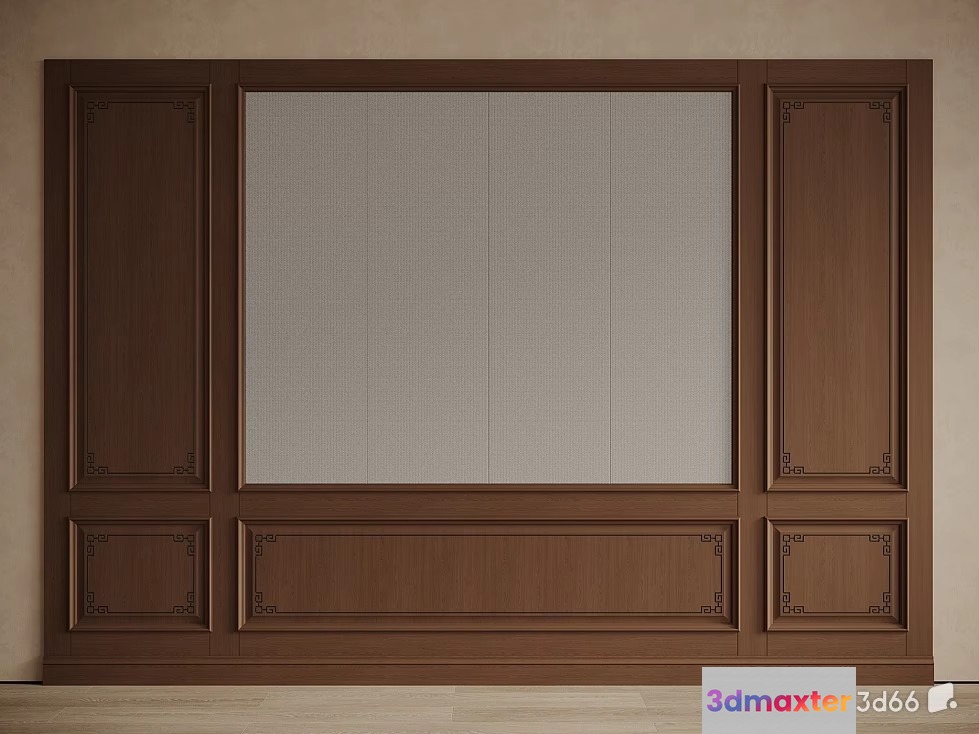 A Large Wooden Wall With A Beige Background 3D Model - 20226 - VRAY Render