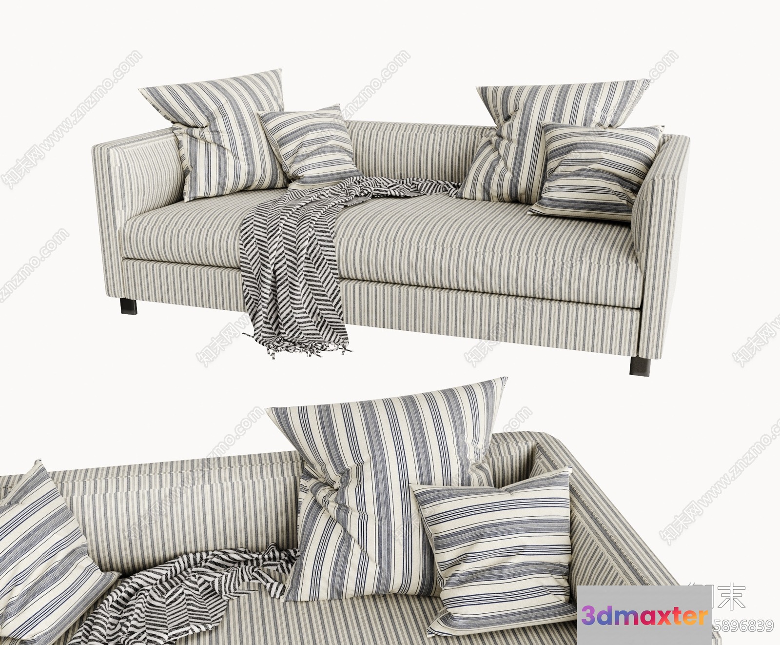 A Striped Couch 3D Model - 3337 - CORONA Render