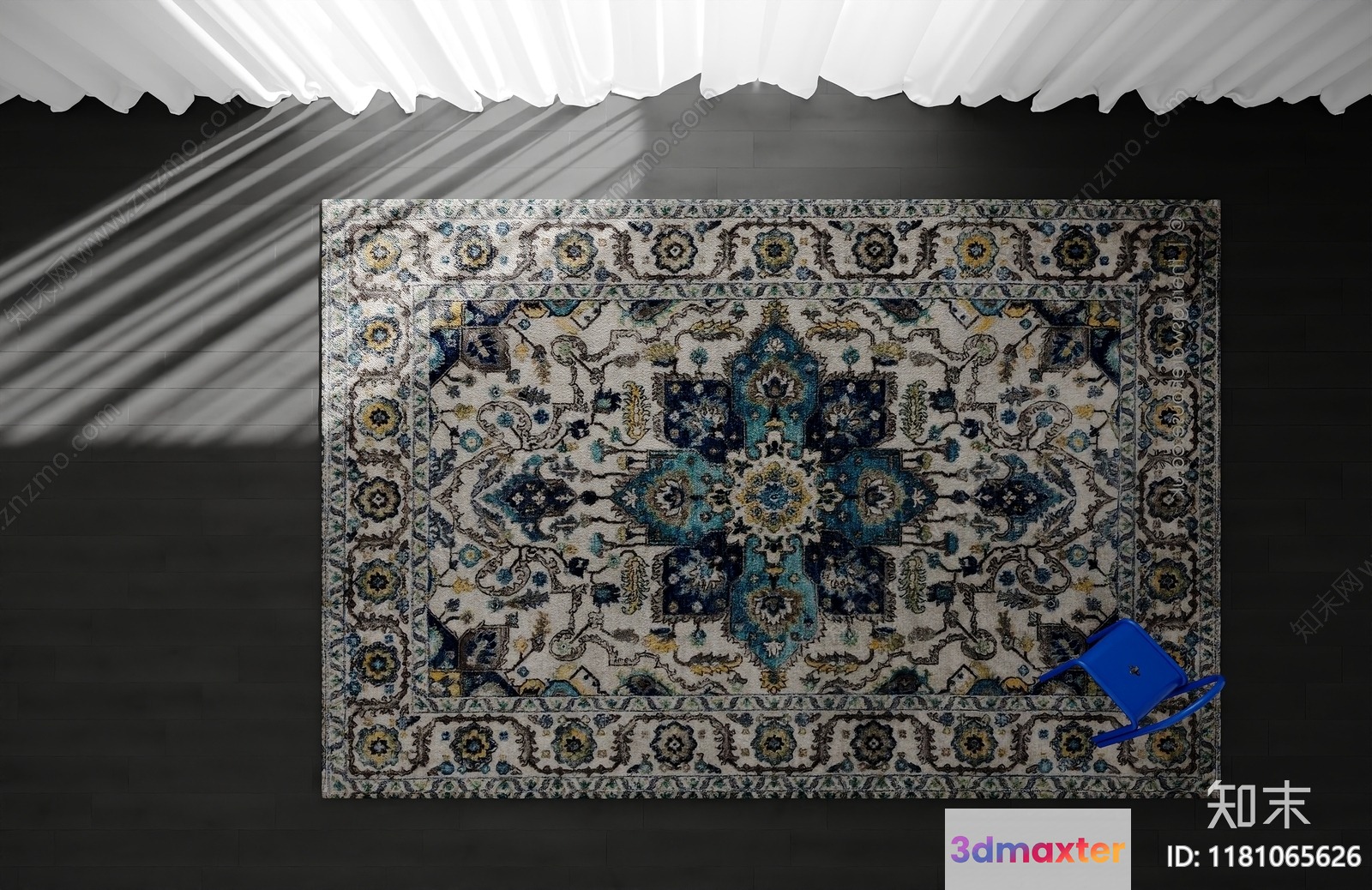 The Main Subject Is A Rug And It Is Blue 3D Model - 6518 - VRAY Render