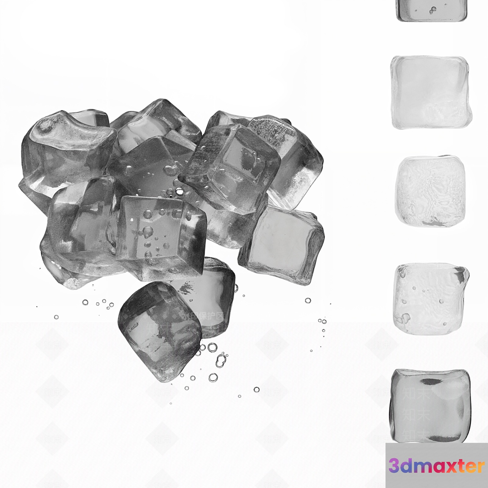 Ice Cubes 3D Model - 21462 - VRAY Render