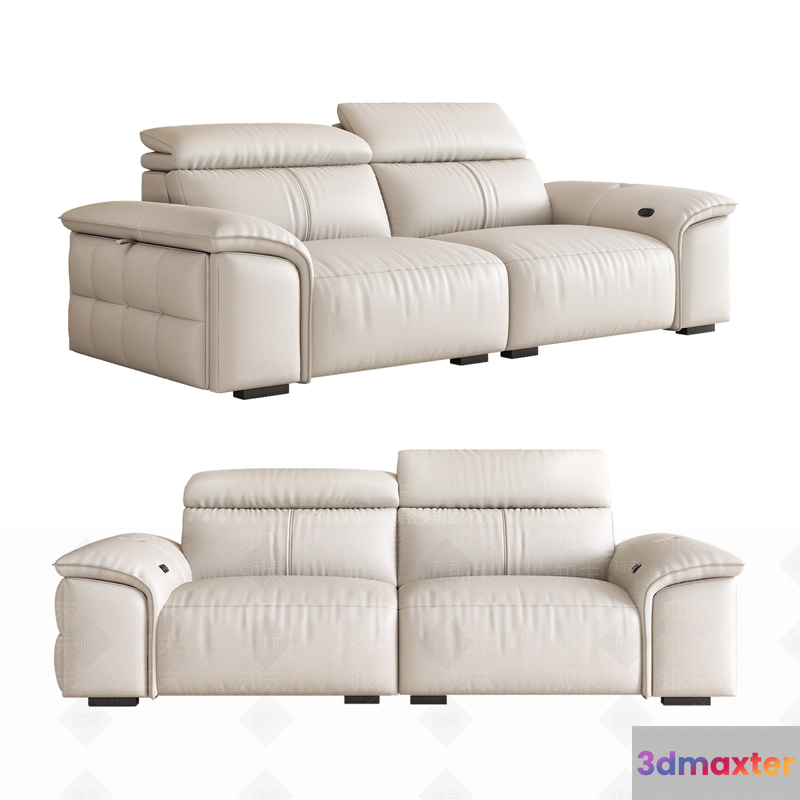Modern Leather Sofa 3D Model - 1648 - VRAY Render