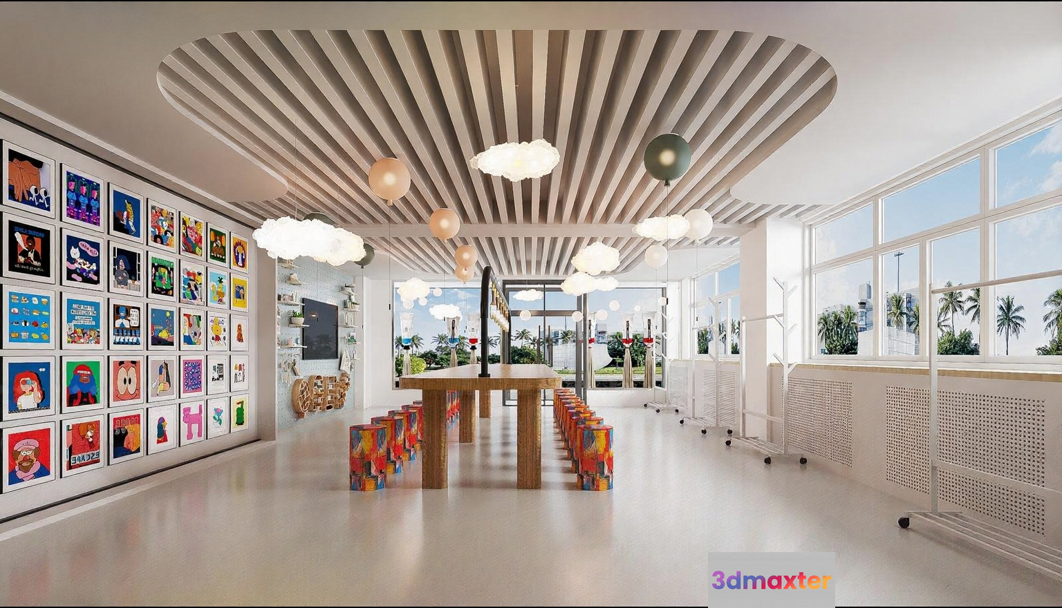 Modern Art Gallery 3D Model - 13664 - VRAY Render