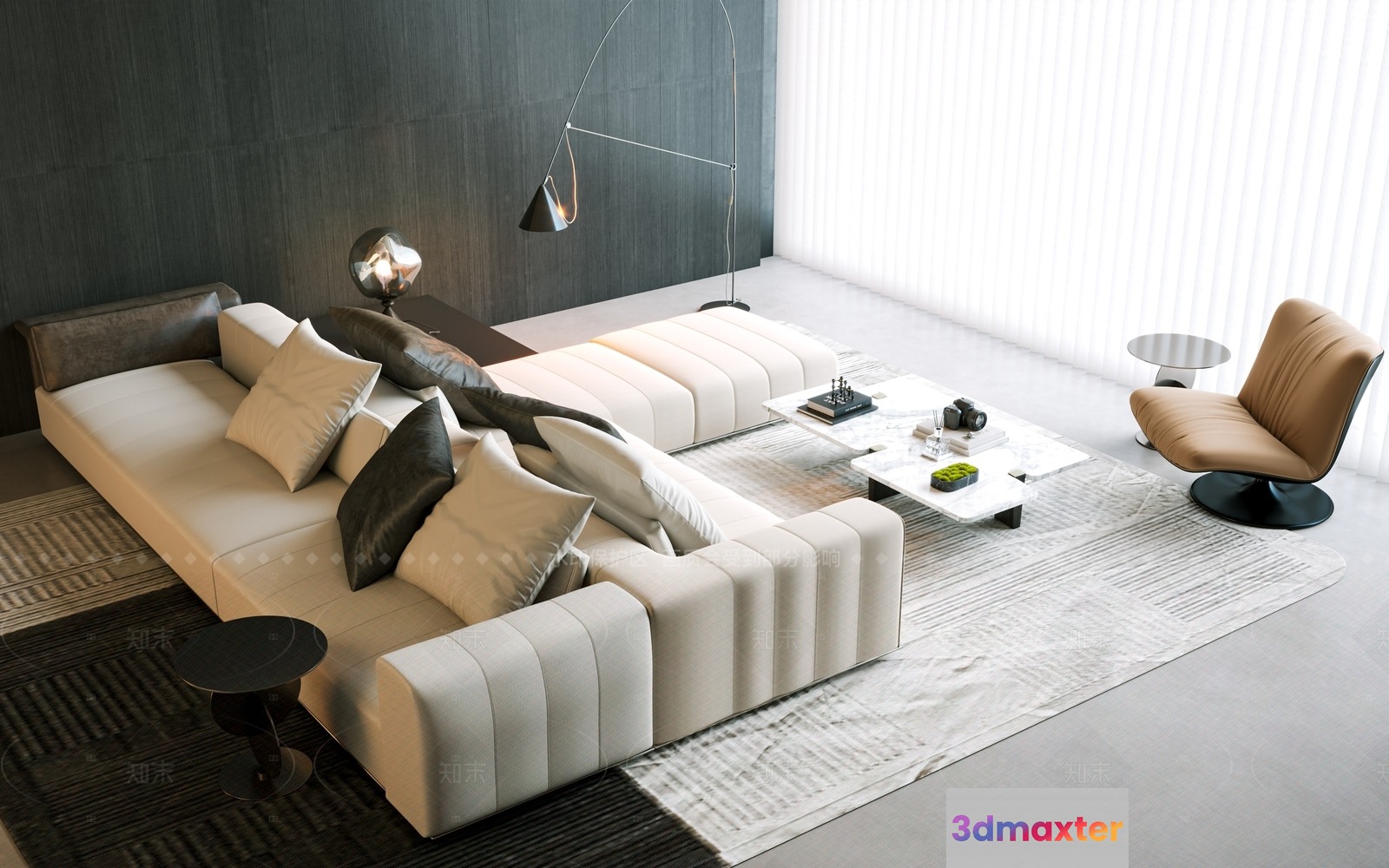 Modern Living Room 3D Model - 1995 - VRAY Render