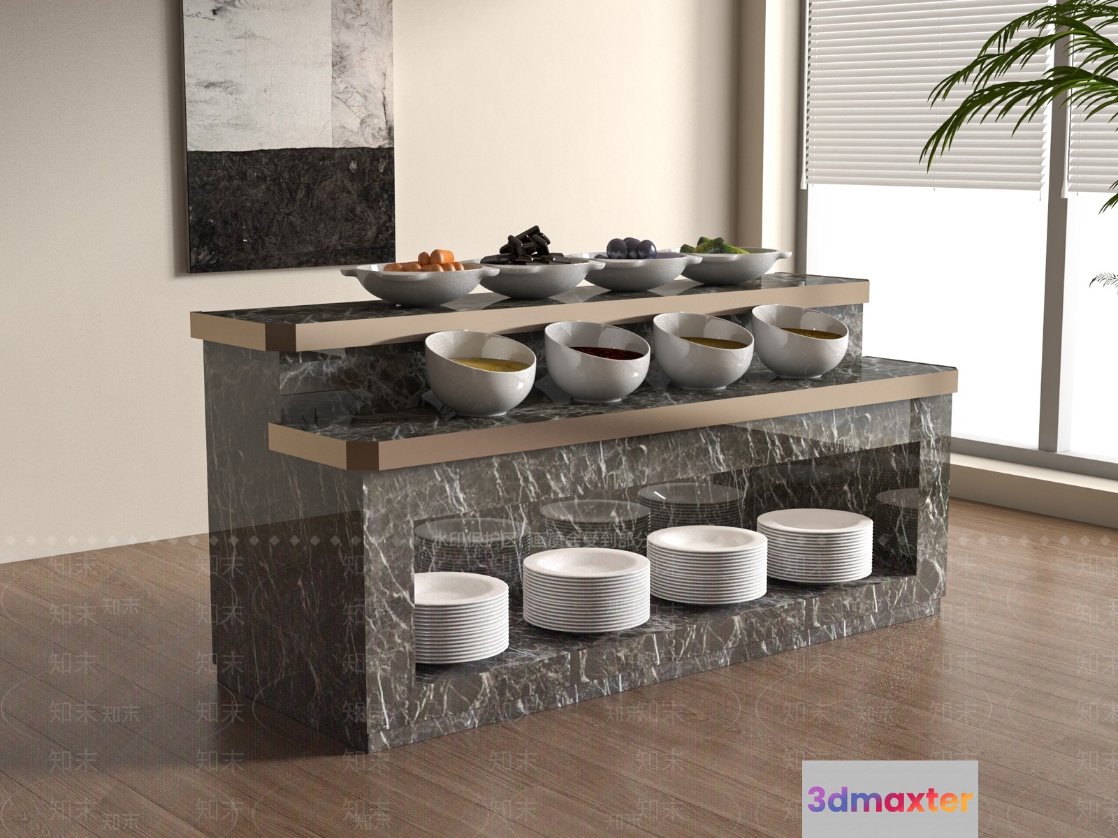 Modern Buffet Table 3D Model - 2314 - VRAY Render
