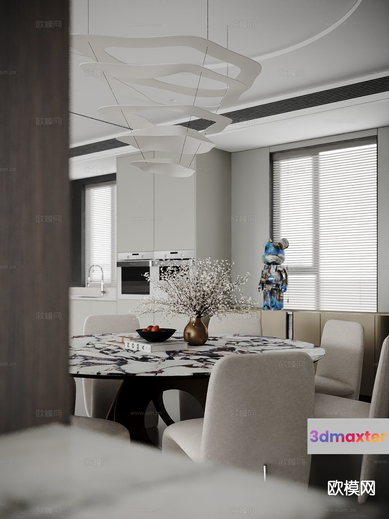 Modern Dining Room 3D Model - 2201 - VRAY Render