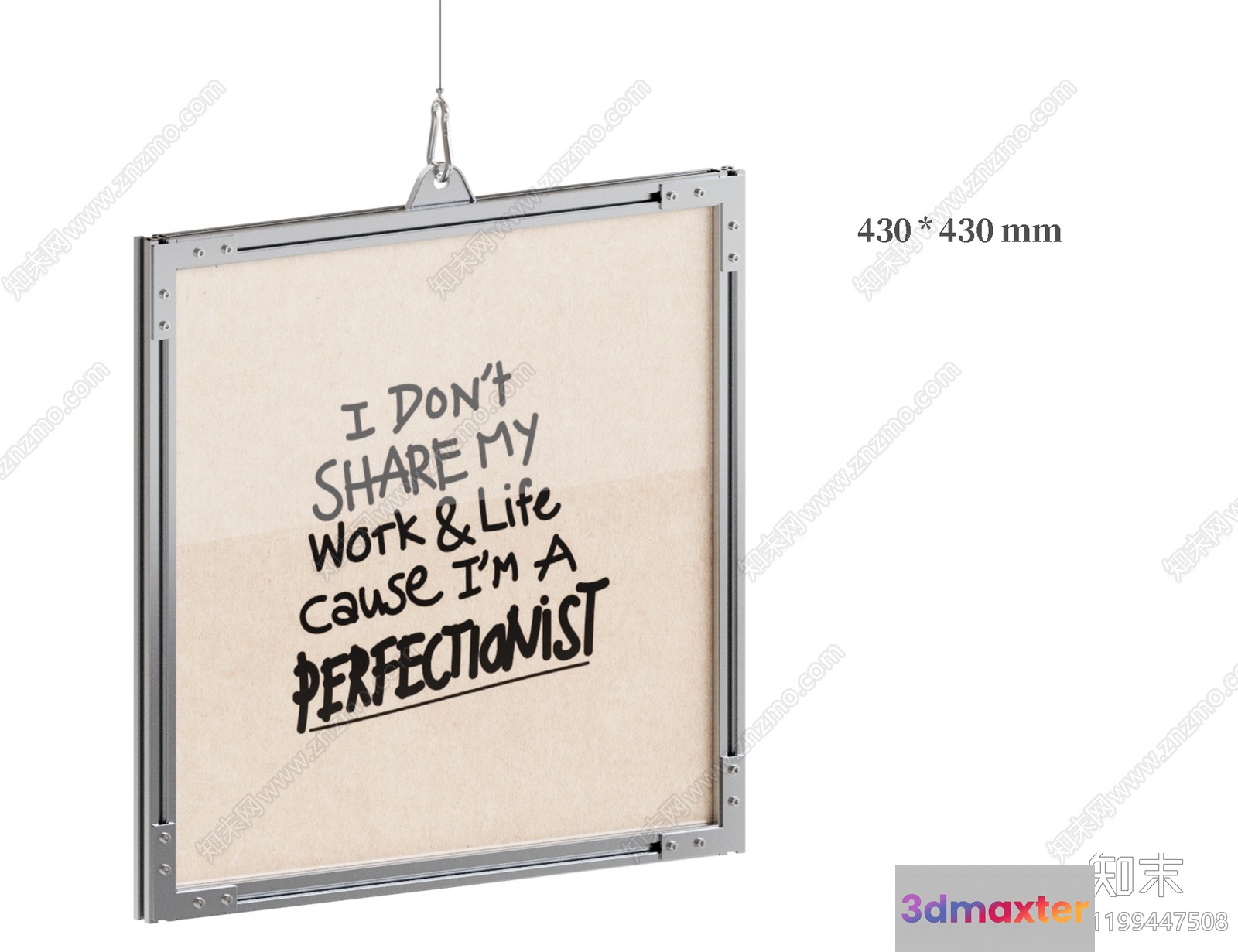 The Main Subject Is A Framed Sign With A Quote About Perfectionism 3D Model - 18403 - VRAY Render