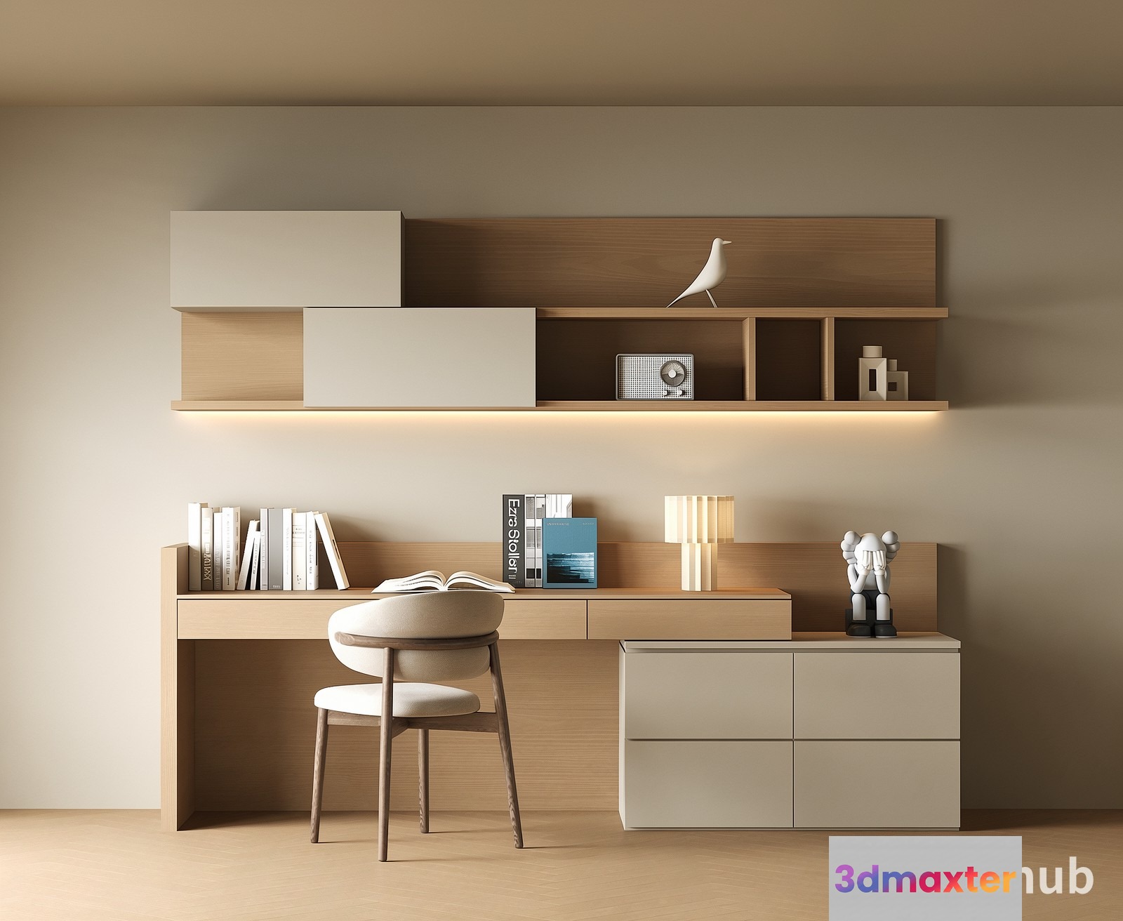 Modern Minimalist Study 3D Model - 19870 - VRAY Render