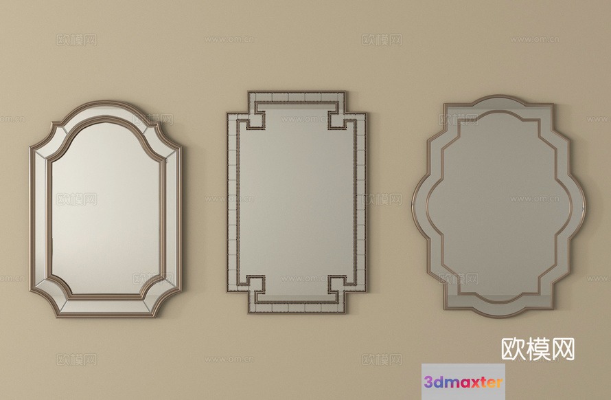 Three Decorative Mirrors 3D Model - 16277 - VRAY Render