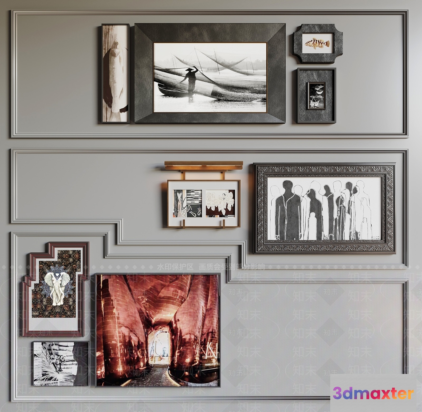 Black And White Art Pieces 3D Model - 15194 - VRAY Render