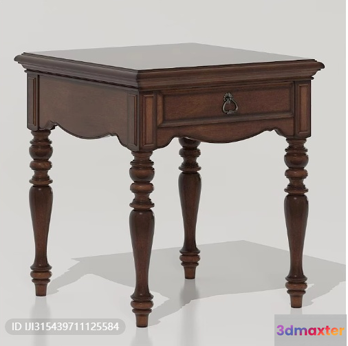 Wooden Side Table 3D Model - 316 - VRAY Render