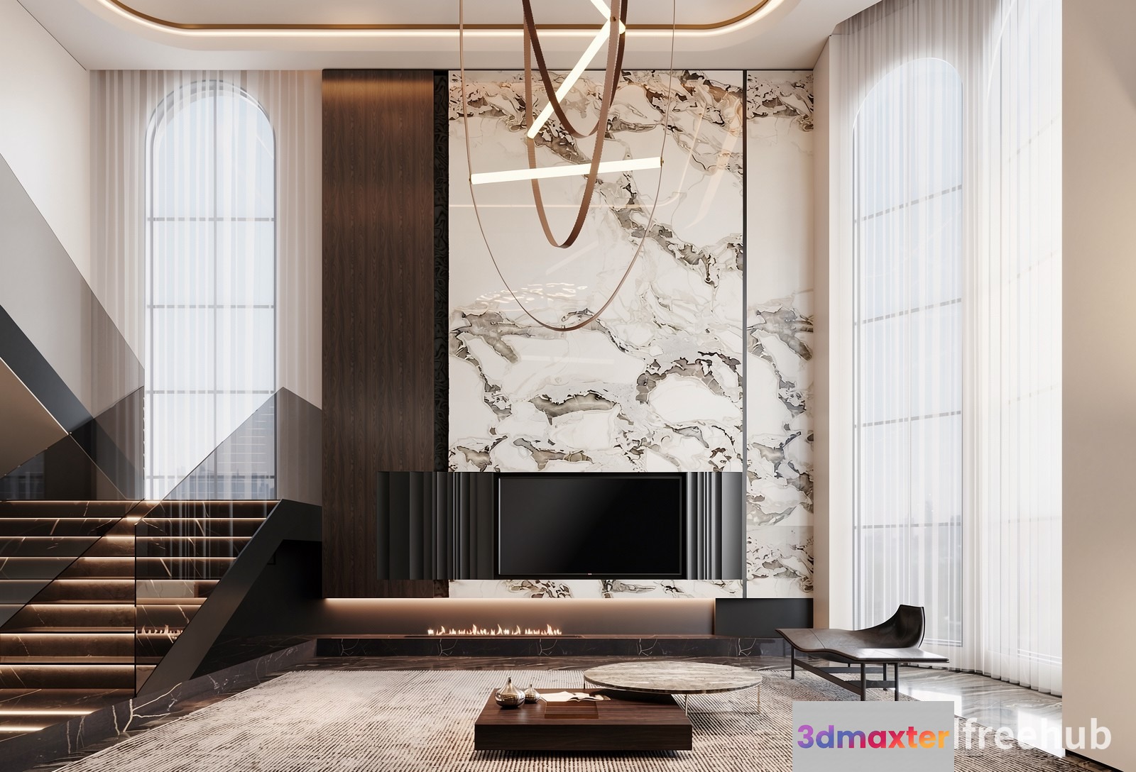 Modern Living Room 3D Model - 23255 - VRAY Render