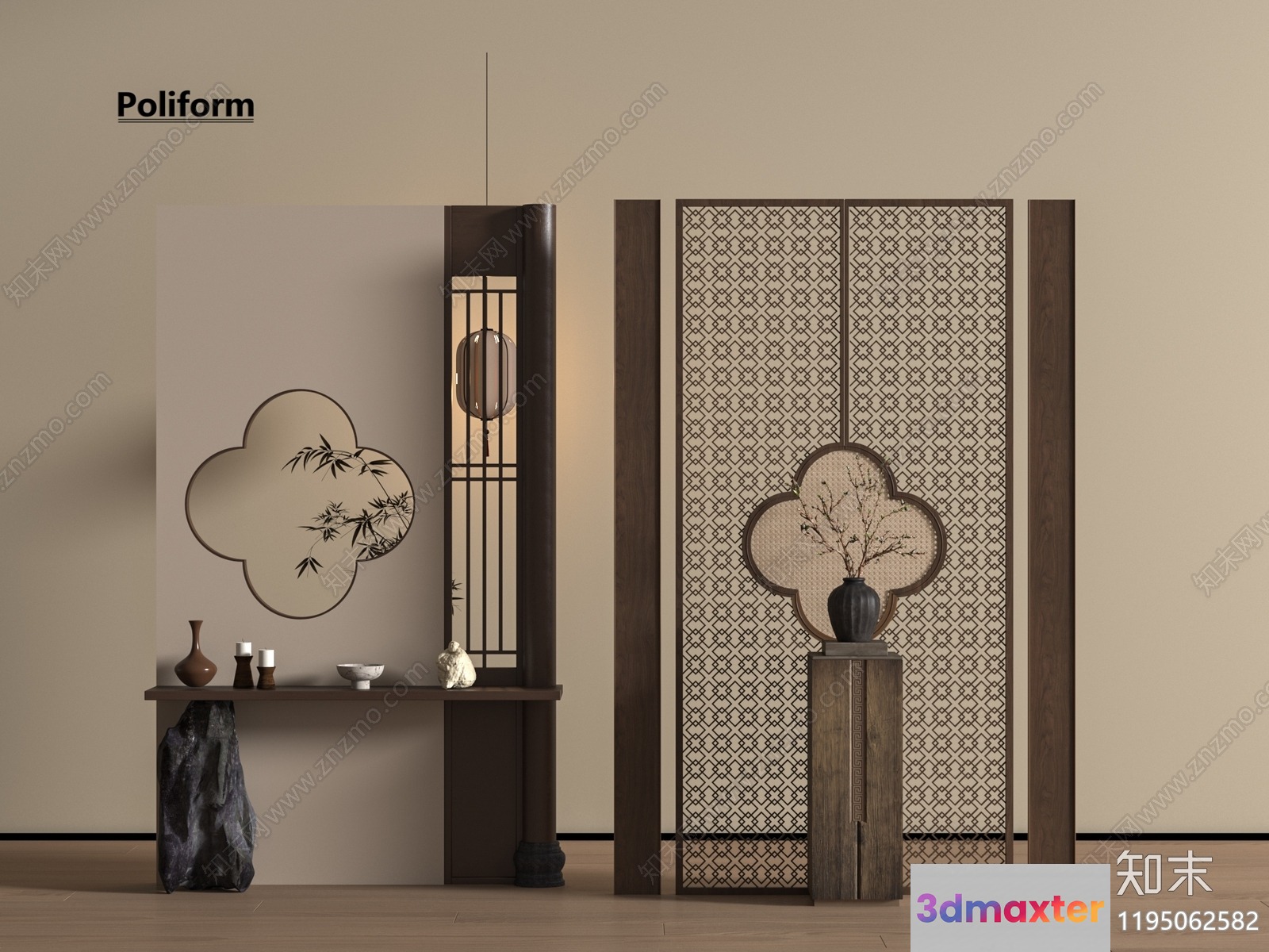 Modern Asian-Style Decor 3D Model - 12369 - VRAY Render