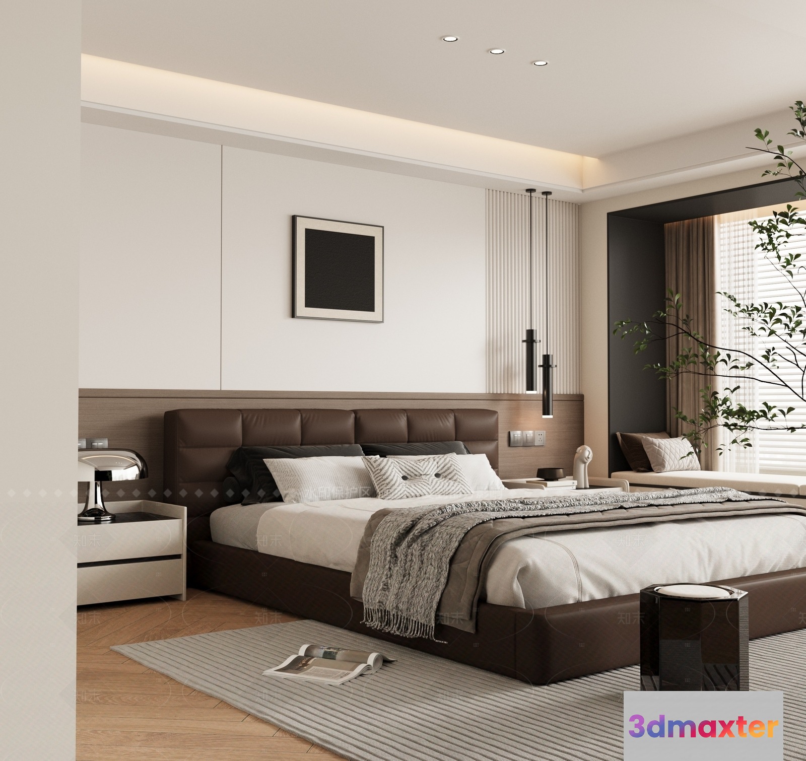 Cozy Modern Bedroom 3D Model - 3260 - VRAY Render