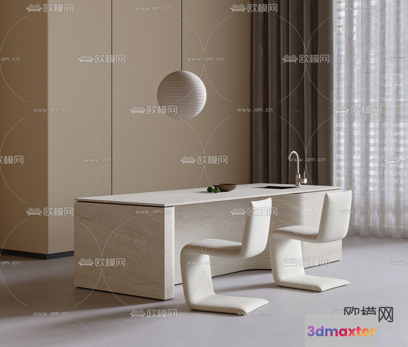 Modern White Office Space 3D Model - 8326 - VRAY Render