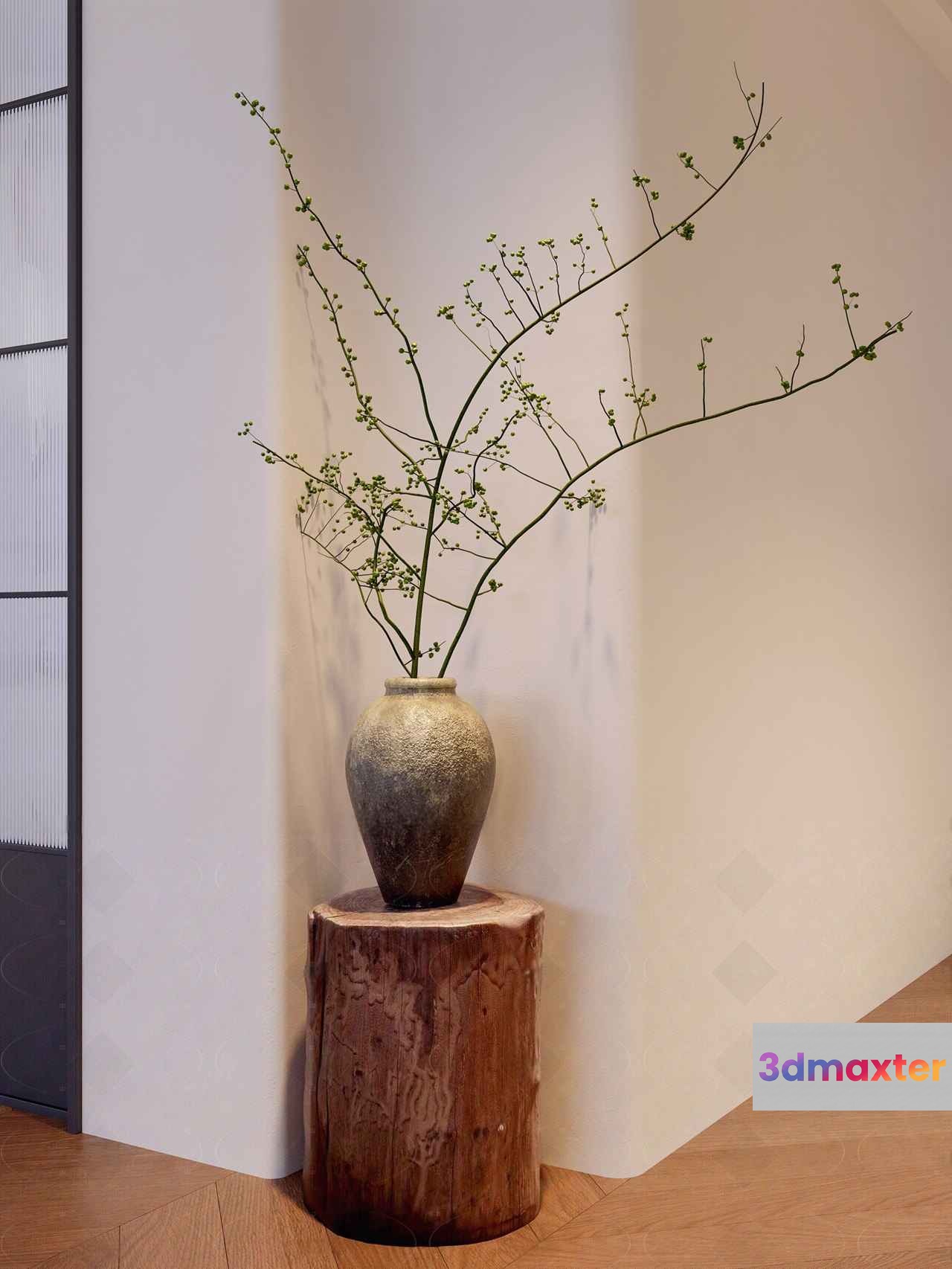 A Vase With A Branch 3D Model - 8657 - VRAY Render