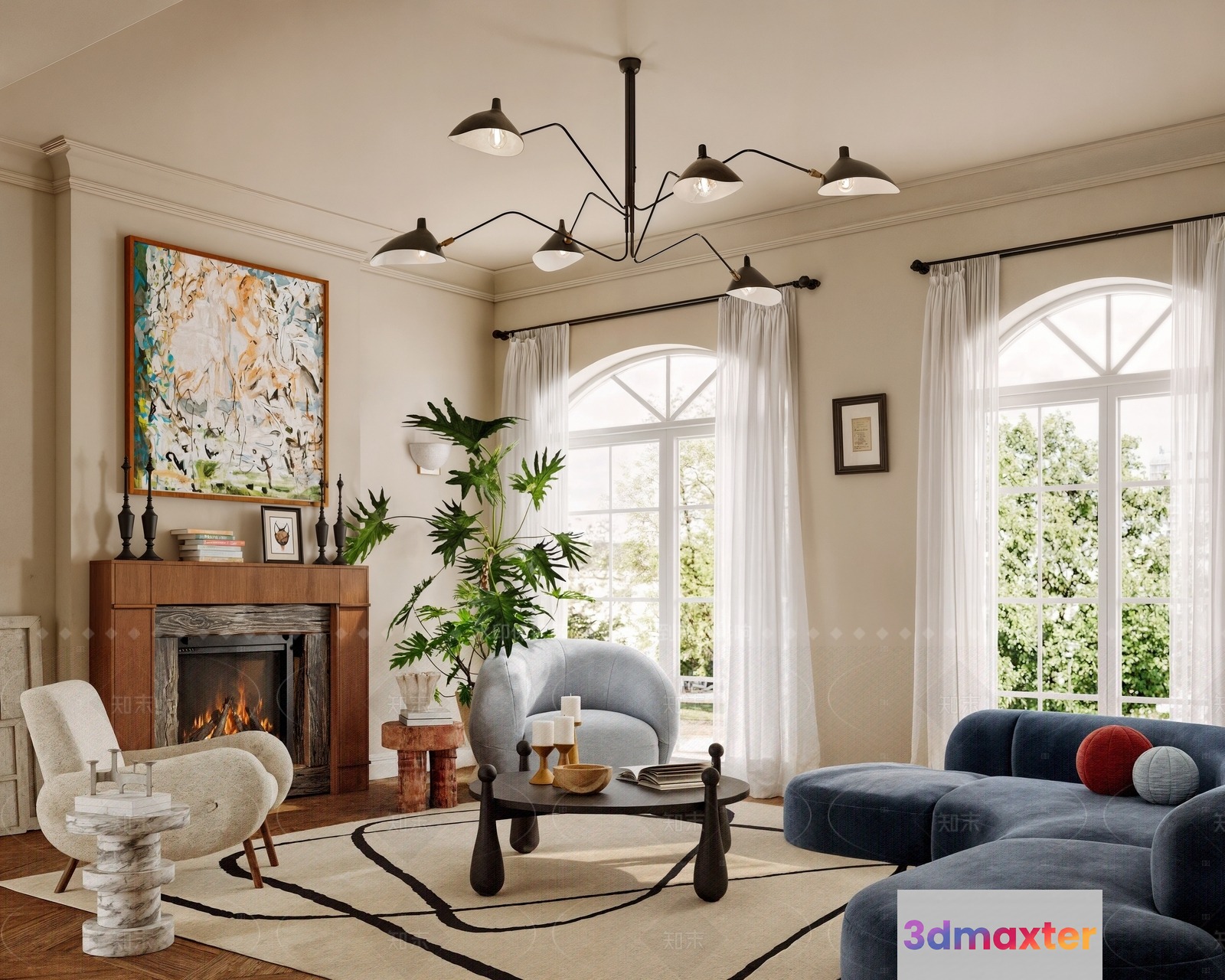 Modern Living Room 3D Model - 4152 - VRAY Render