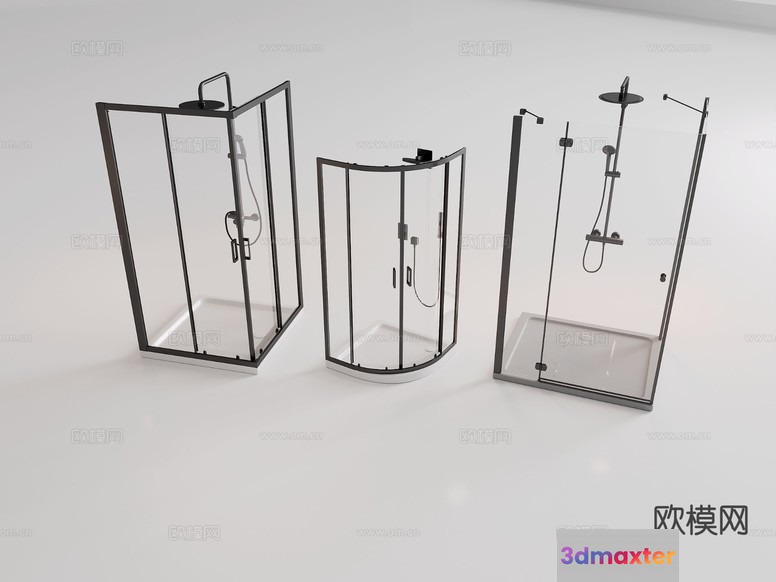 Three Shower Enclosures 3D Model - 4054 - VRAY Render
