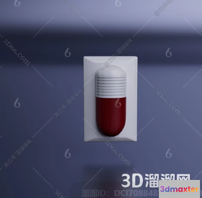 A 3D Model Of A Red And White Pill 3D Model - 3305 - VRAY Render