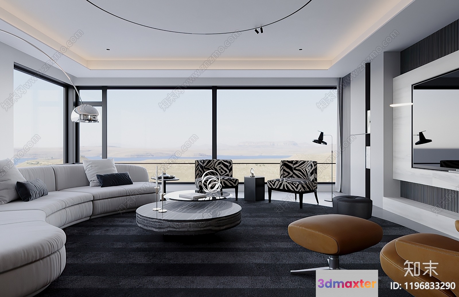 Modern Living Room 3D Model - 13711 - VRAY Render