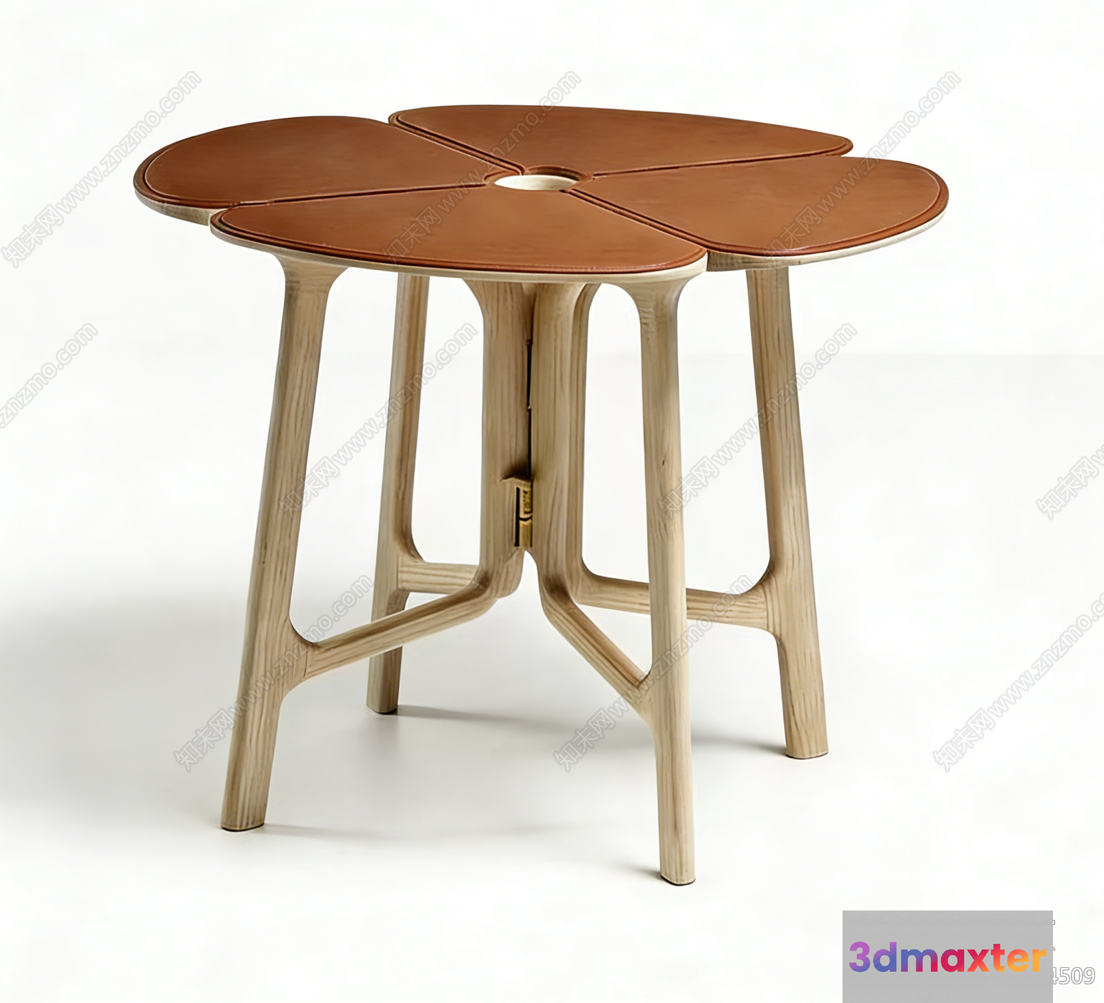 A Wooden Table With Four Round Brown Sections 3D Model - 23461 - VRAY Render