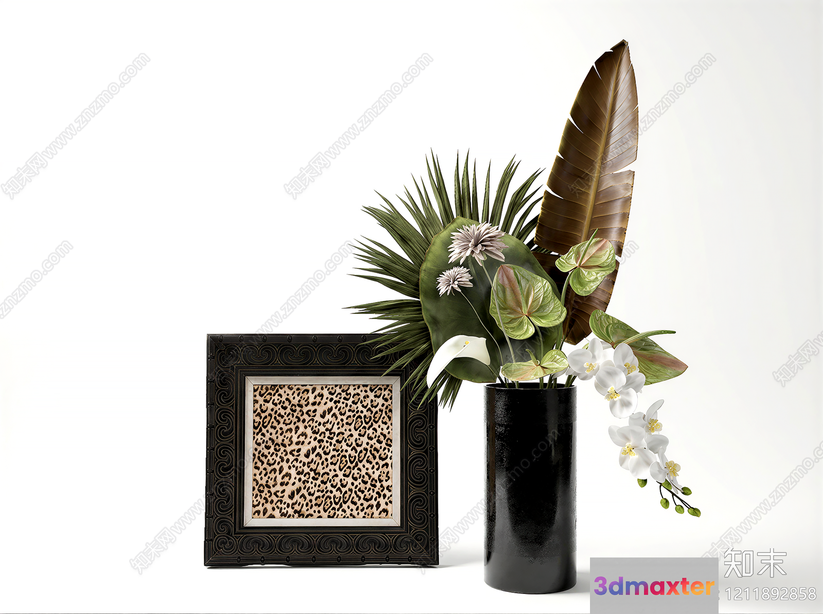 A Decorative Picture Frame With A Floral Arrangement 3D Model - 6705 - VRAY Render