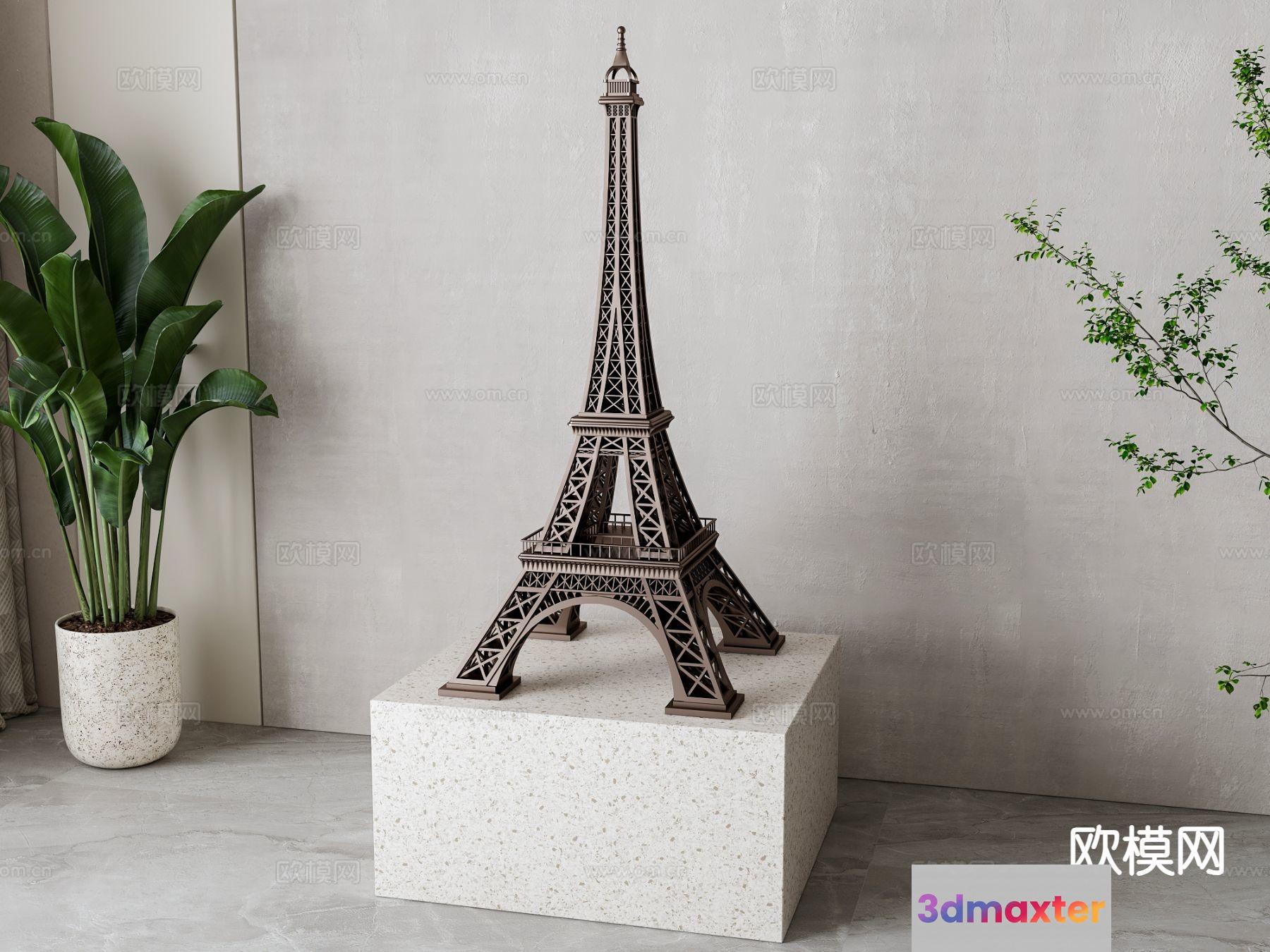 A Miniature Eiffel Tower Model 3D Model - 18375 - VRAY Render