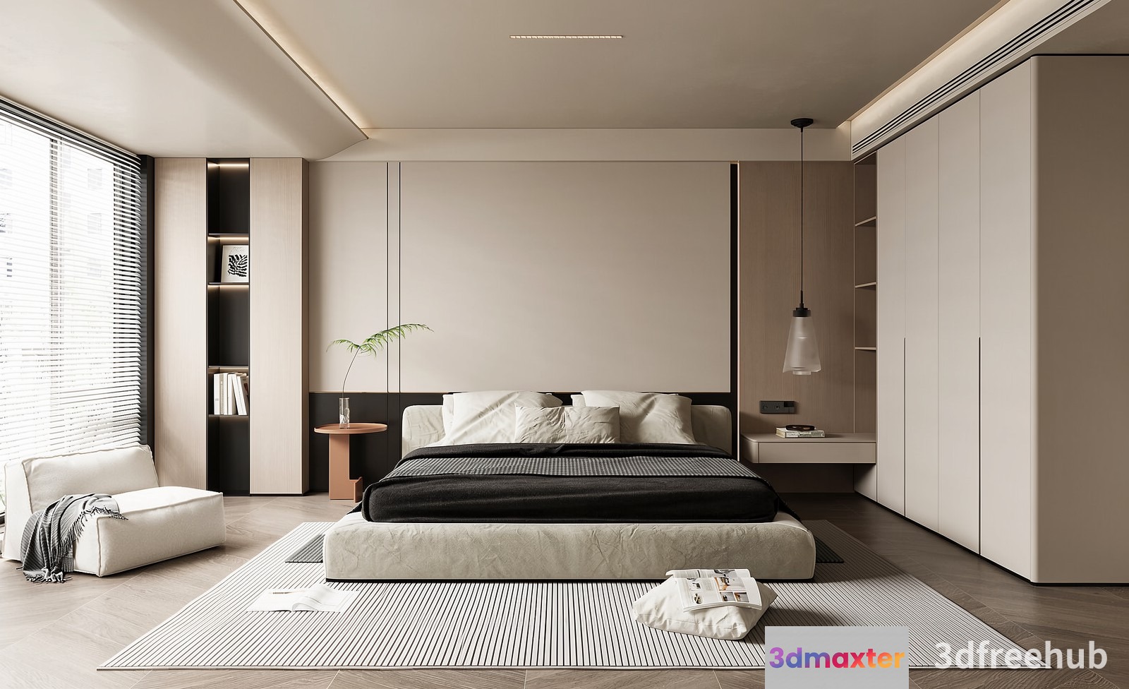 Modern Minimalist Bedroom 3D Model - 20194 - VRAY Render