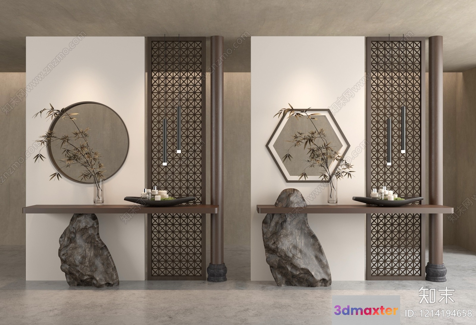 Modern Asian-Inspired Decor 3D Model - 11273 - VRAY Render