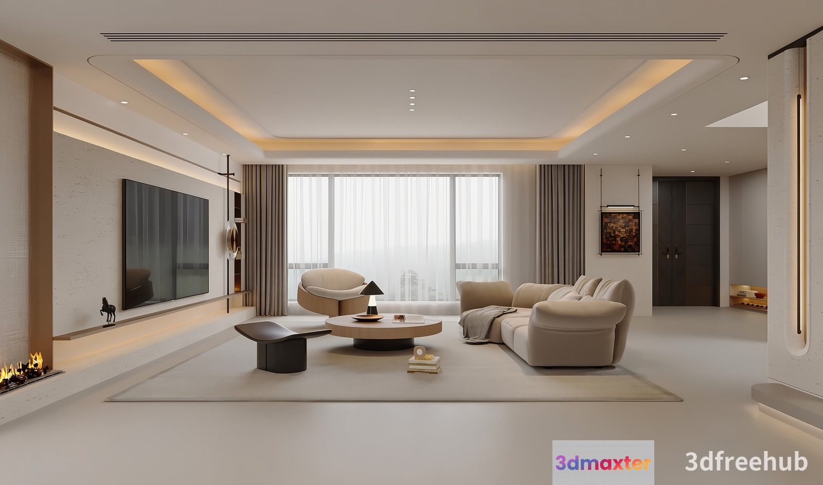 Modern Living Room 3D Model - 23604 - VRAY Render