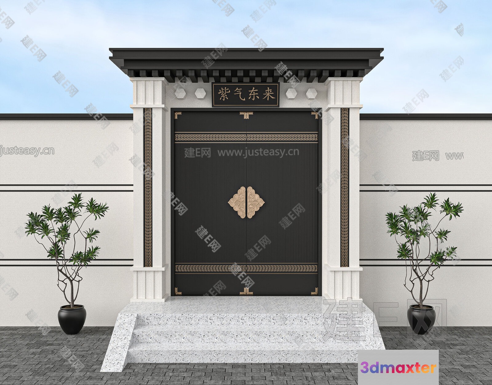 Traditional Asian Doorway 3D Model - 7438 - VRAY Render