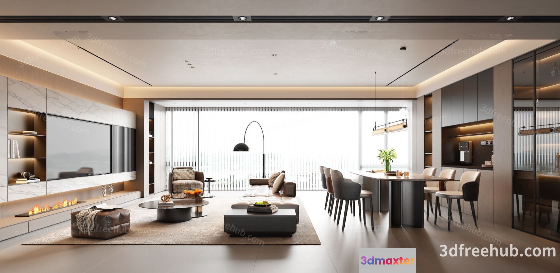 Modern Living Room 3D Model - 22656 - VRAY Render