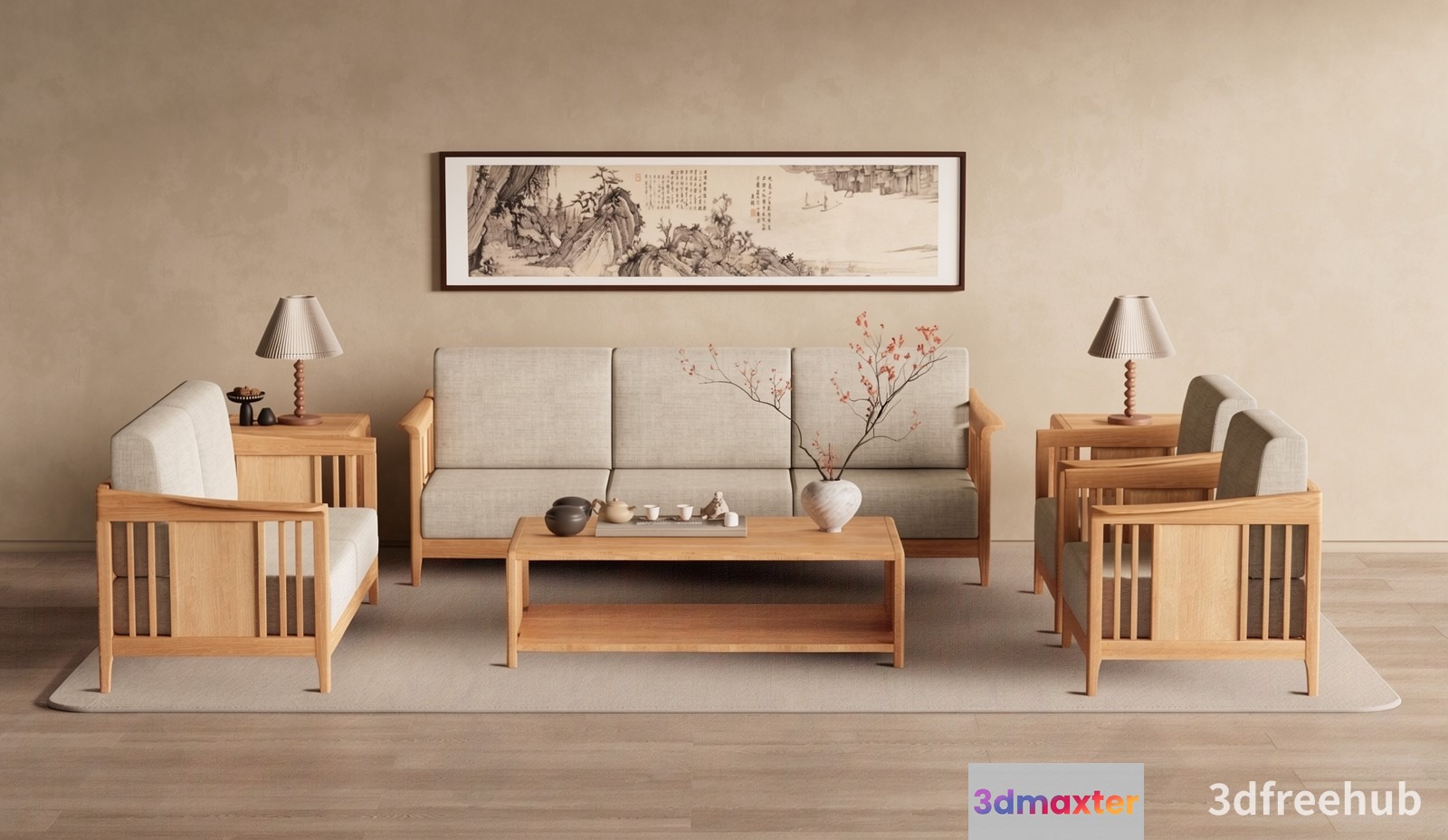 Modern Living Room 3D Model - 22248 - VRAY Render