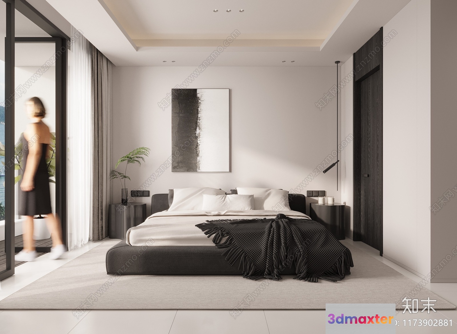Cozy Modern Bedroom 3D Model - 7665 - CORONA Render