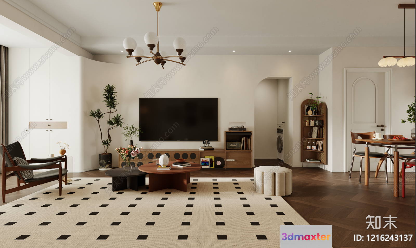 Modern Living Room 3D Model - 15633 - VRAY Render