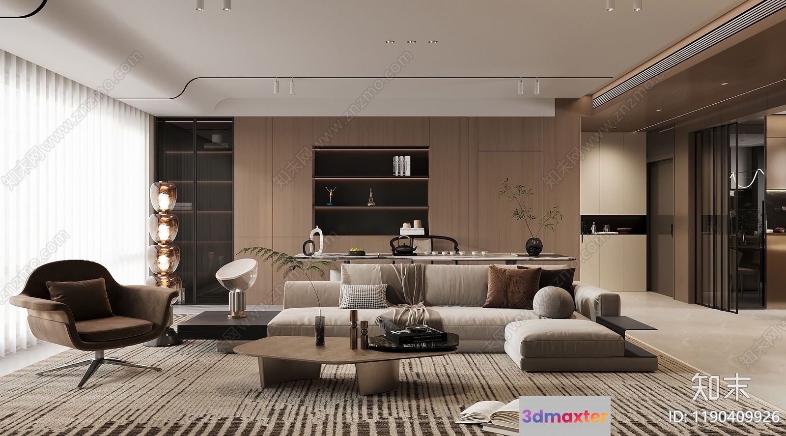 Modern Living Room 3D Model - 23653 - CORONA Render