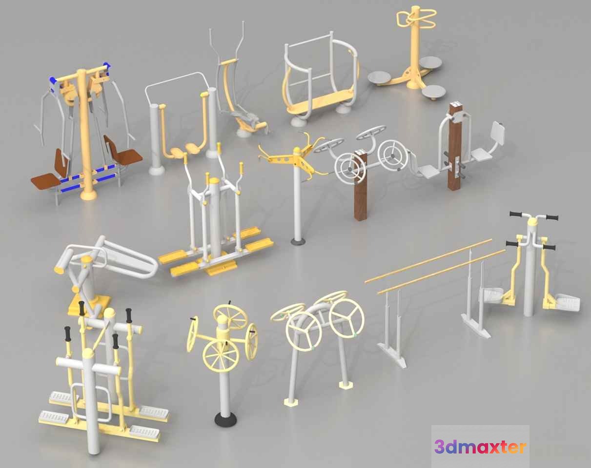 Outdoor Fitness Equipment 3D Model - 15148 - VRAY Render