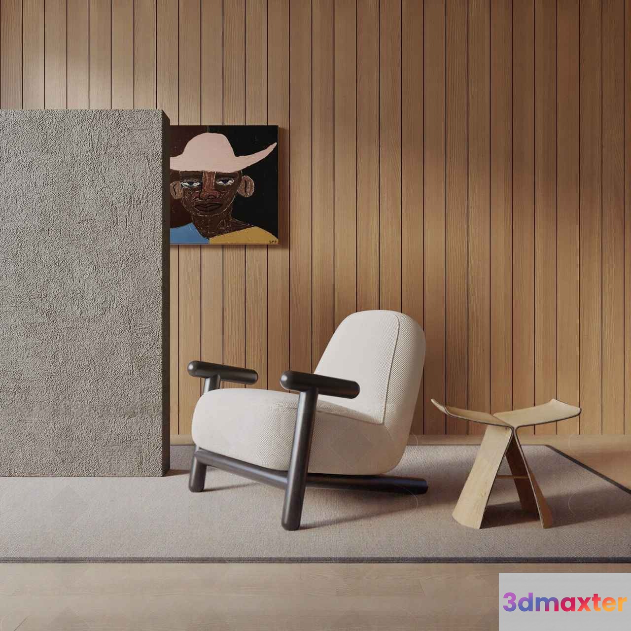 Modern Minimalist Chair 3D Model - 23090 - VRAY Render
