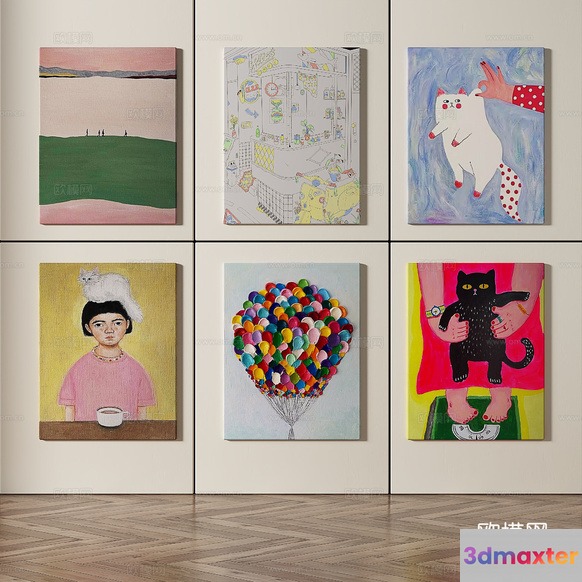 Modern Art Pieces 3D Model - 668 - VRAY Render