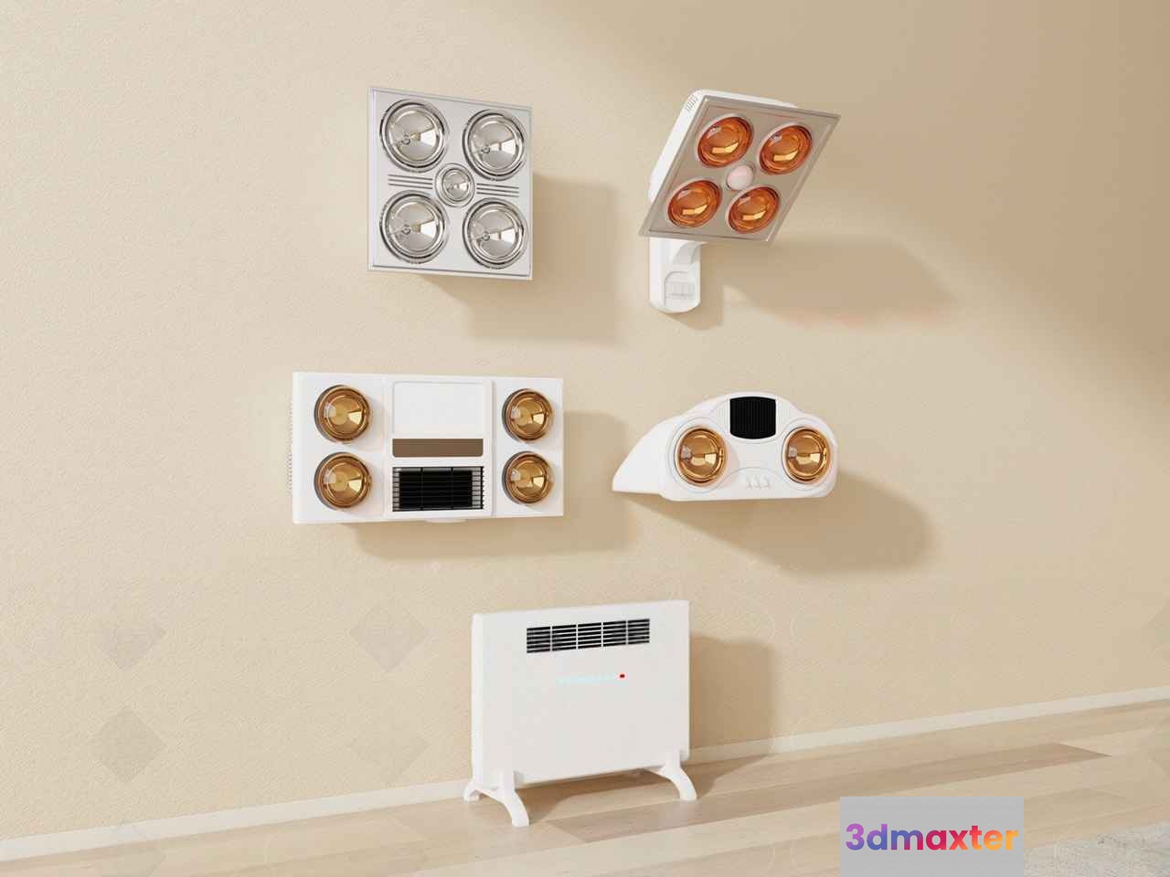 A Collection Of White Wall Heaters 3D Model - 5192 - VRAY Render