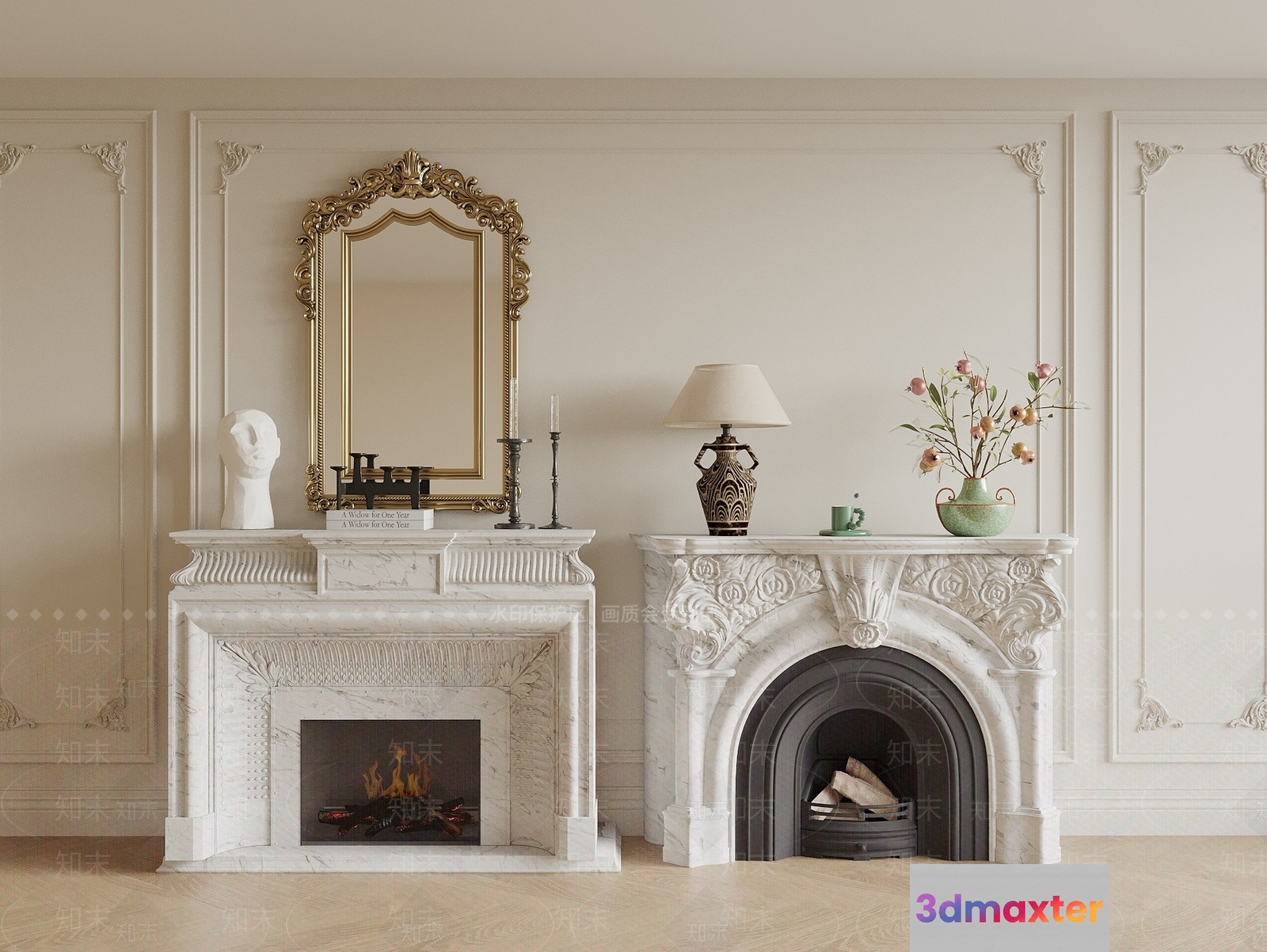 Classic White Mantels 3D Model - 14309 - VRAY Render
