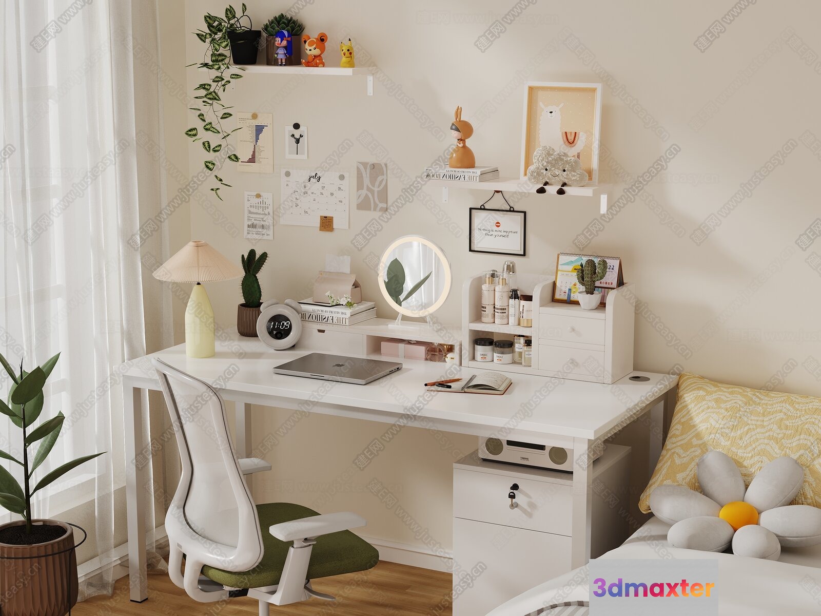 A White Desk 3D Model - 11330 - CORONA Render