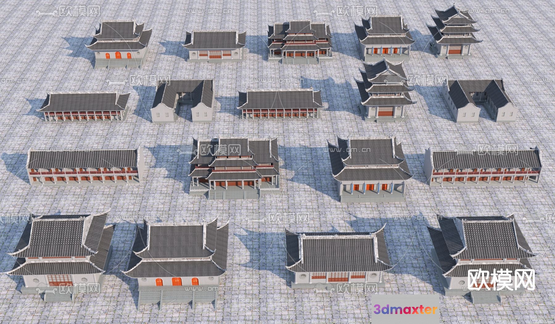 Traditional Asian Buildings 3D Model - 8319 - VRAY Render