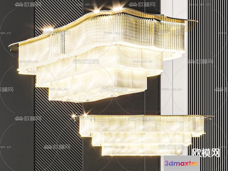 Gold Light Fixture 3D Model - 13024 - VRAY Render