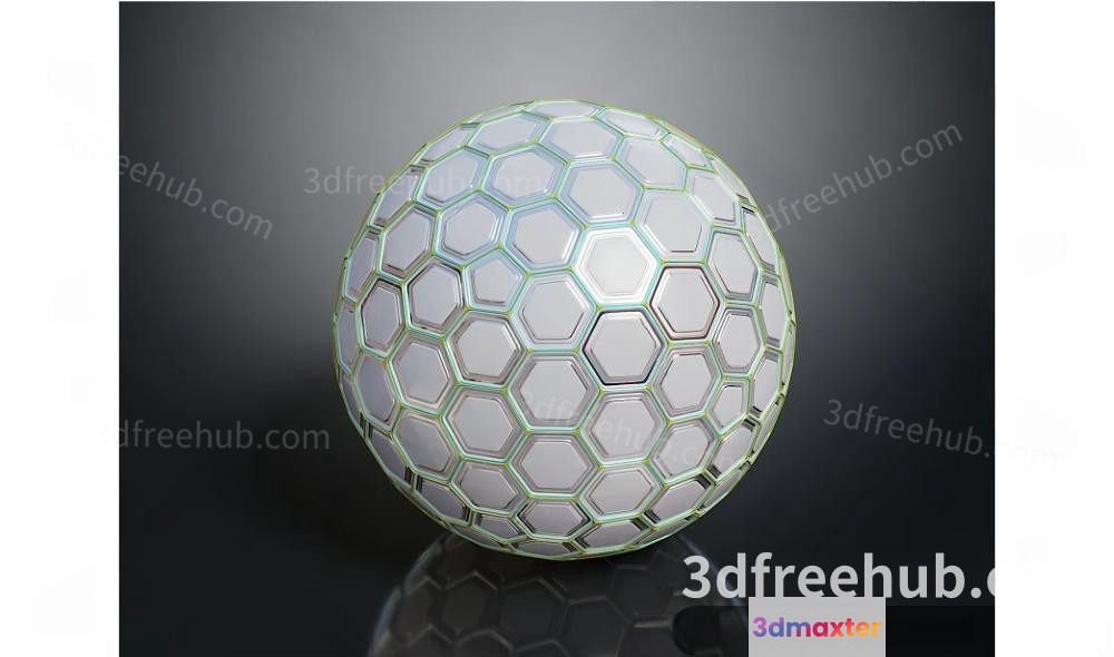 3D Sphere With Hexagonal Pattern 3D Model - 7357 - VRAY Render