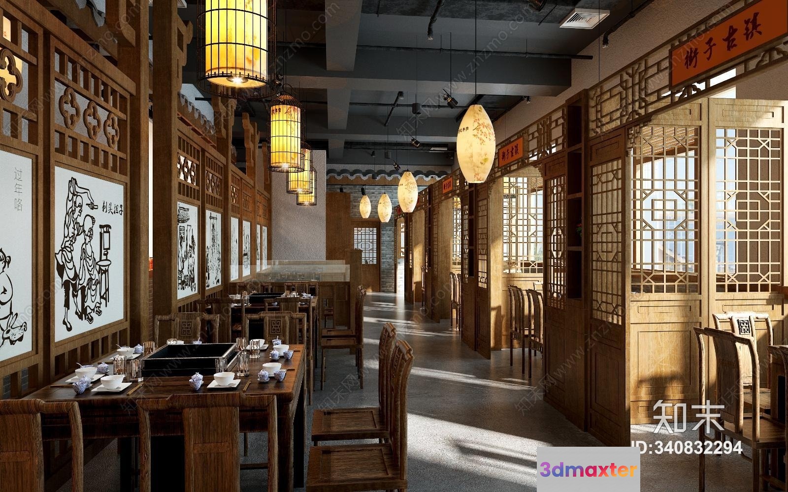 Traditional Chinese Restaurant 3D Model - 231 - VRAY Render