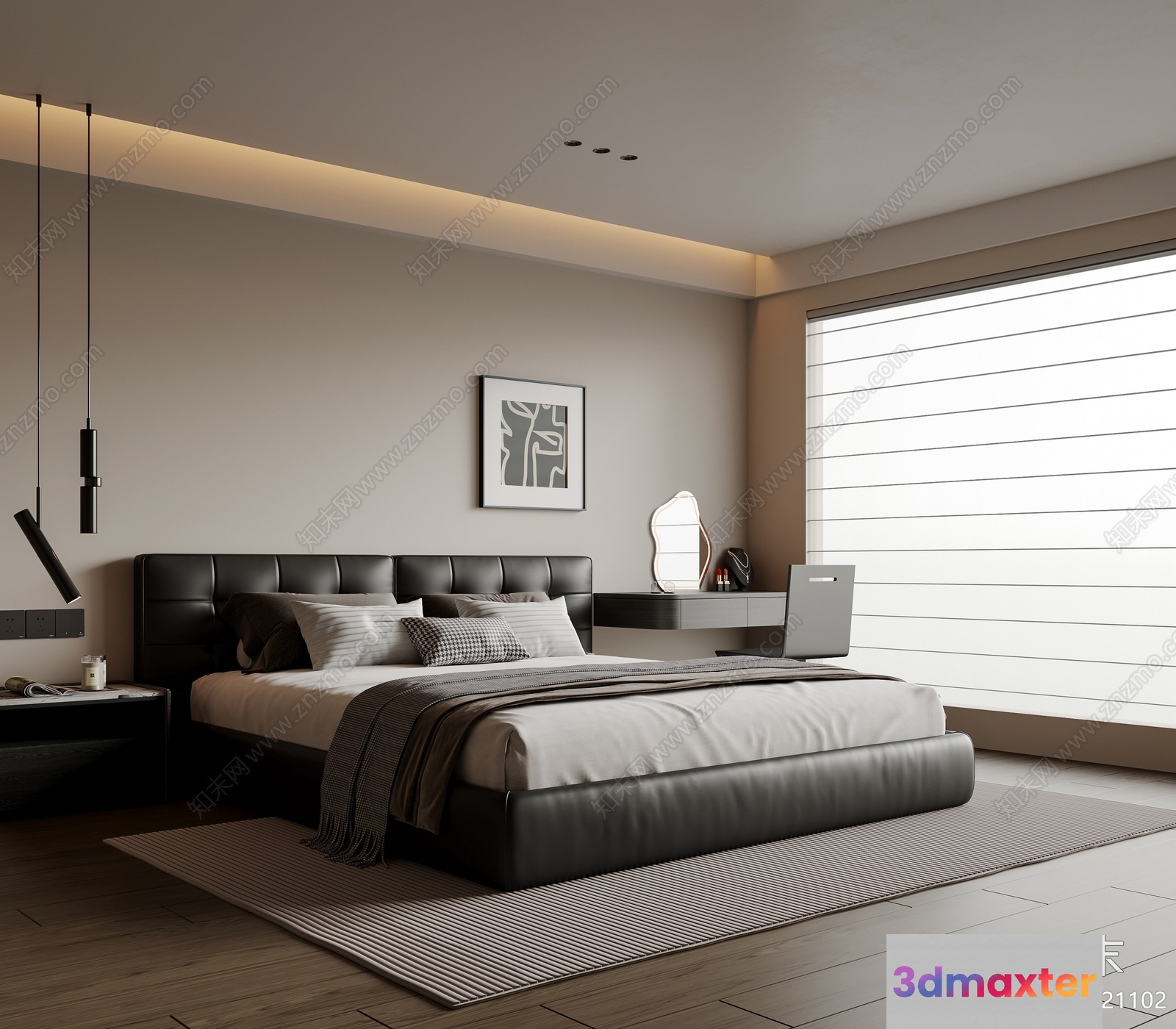 Modern Minimalist Bedroom 3D Model - 5949 - VRAY Render
