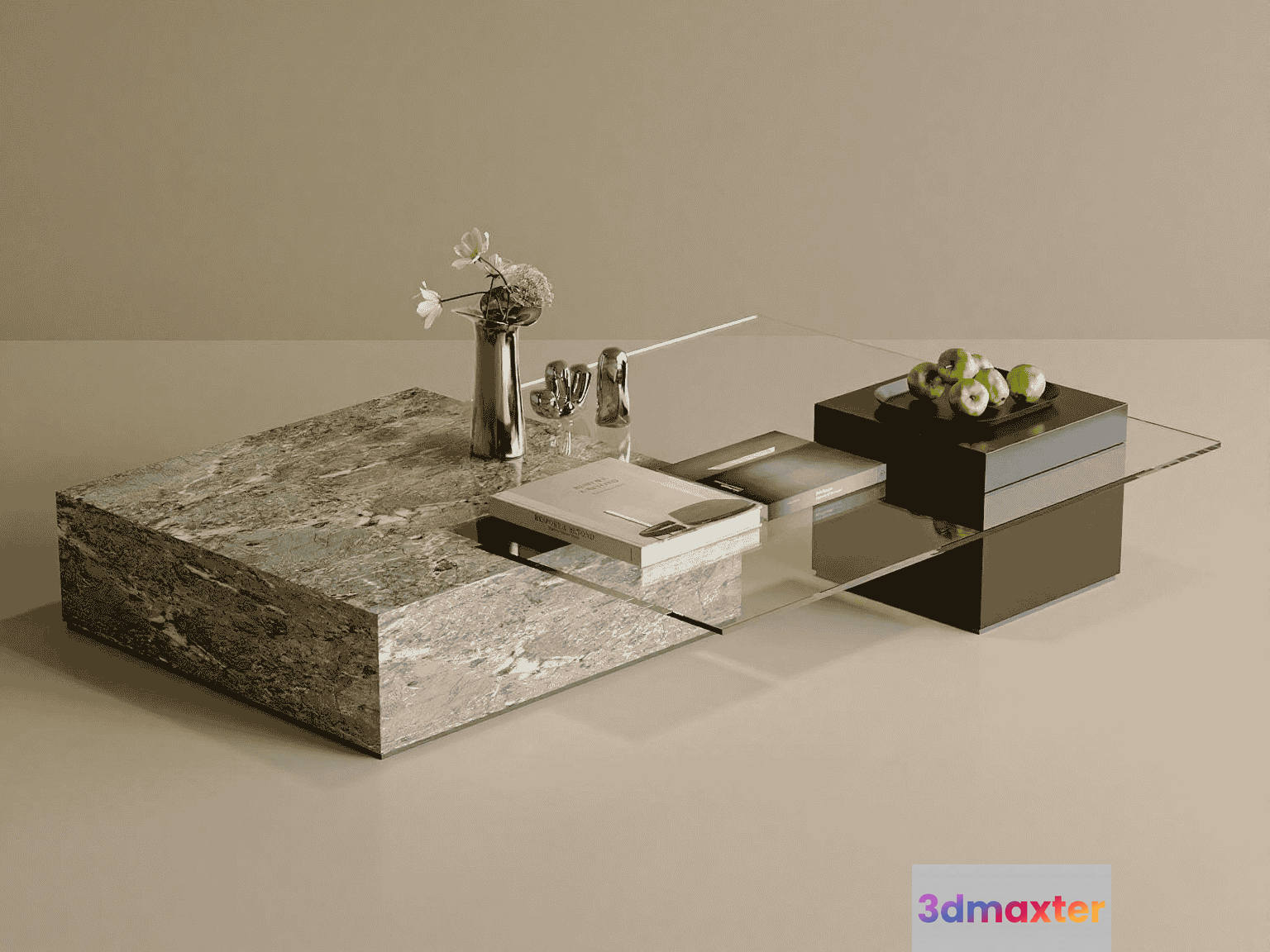 Modern Glass Coffee Table 3D Model - 18315 - VRAY Render